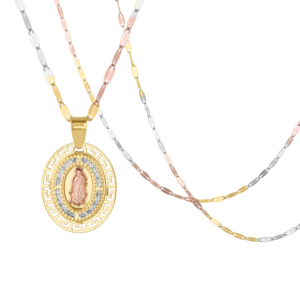 SET DE MEDALLA Y CADENA VIRGEN DE GUADALUPE CON GRECAS – Eleganza
