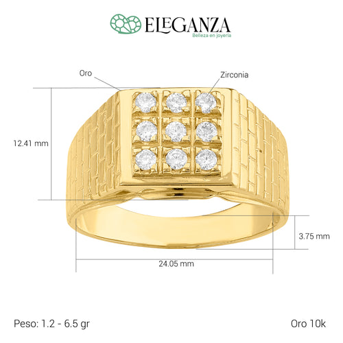 Anillo caballero grabado en bloques