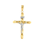 Dije crucifijo ondulado estructura tubular unisex oro 10k