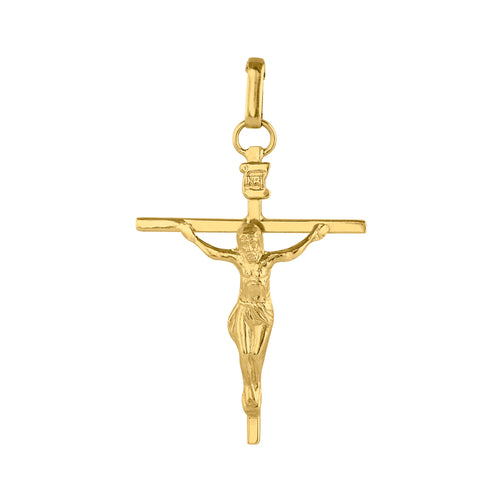 Dije crucifijo cuadrado liso con cristo oro 10k gde oro sólido 10k