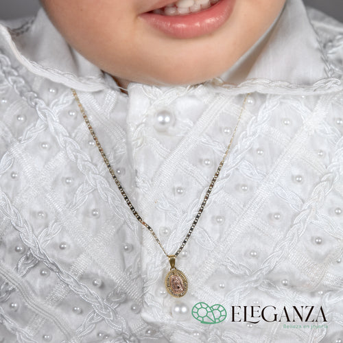 set de medalla y cadena virgen de Guadalupe oro 10 kilates
