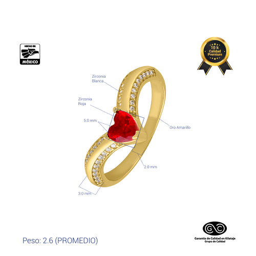 ANILLO CURVO PIEDRA CORAZÓN