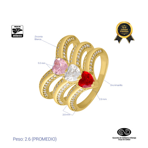 ANILLO CURVO PIEDRA CORAZÓN
