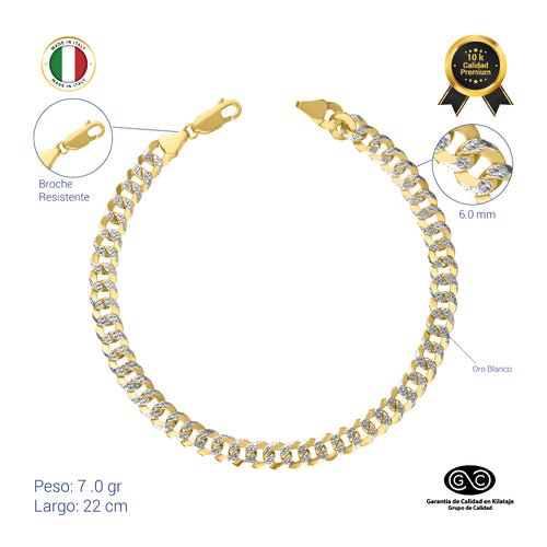 PULSO BARBADO DIAMANTADO ITALY 6 MM