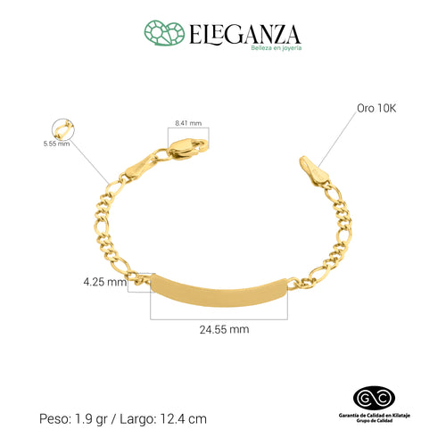 ESCLAVA PARA BEBÉ TEJIDO FIGARO 5 MM X 12 CM ORO 1O KILATES