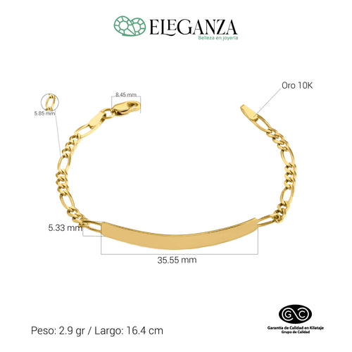 ESCLAVA PARA NIÑOS 16 CM TEJIDO FIGARO ORO 10 KILATES