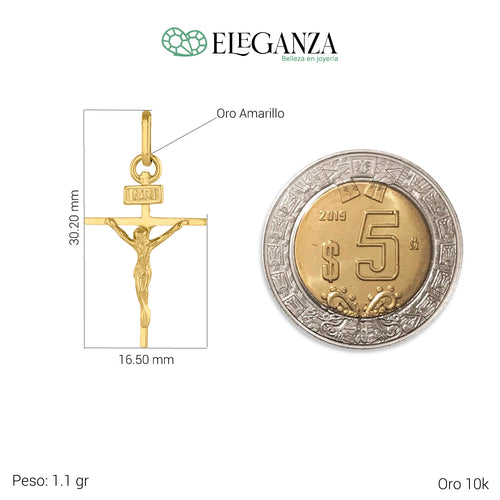 Dije crucifijo cuadrado liso con cristo oro 10k tamaño pequeño