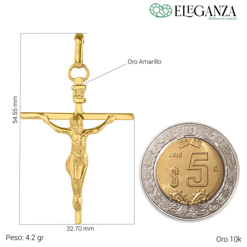Dije crucifijo cuadrado liso con cristo oro 10k gde oro sólido 10k
