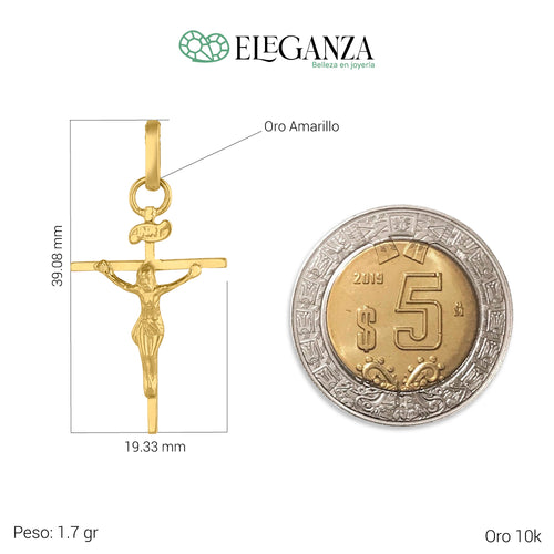 Dije crucifijo cuadrado liso con cristo oro 10k MED UNISEX