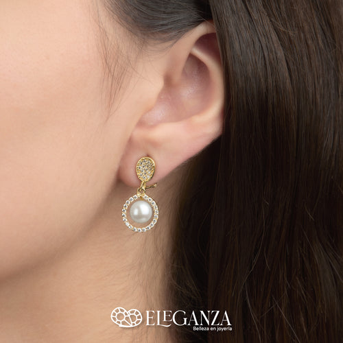 ARETES PAVÉ CON PERLA