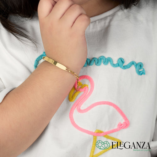 ESCLAVA PARA NIÑOS 16 CM TEJIDO FIGARO ORO 10 KILATES