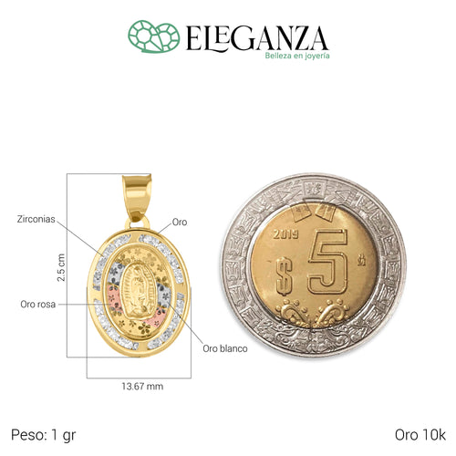 Medalla Virgen Gpe Flores C/Cadena