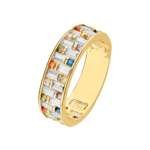 Anillo churumbela con piedras baguette y de colores
